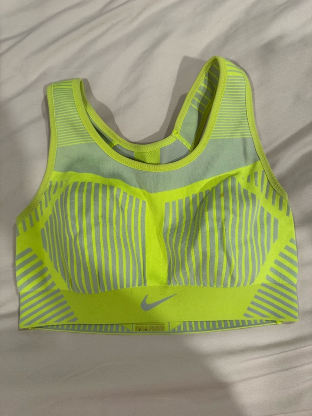 Nike Neon Yellow and Gray Performance Sports Bra
